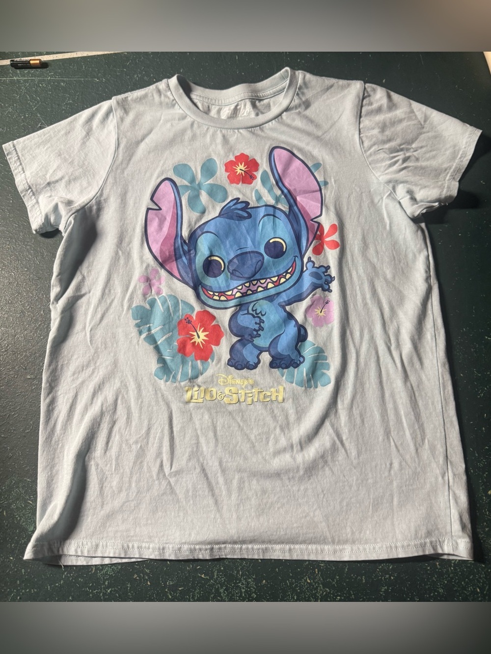 Disney Funko Pop Stitch Light Blue Tshirt - Youth Large